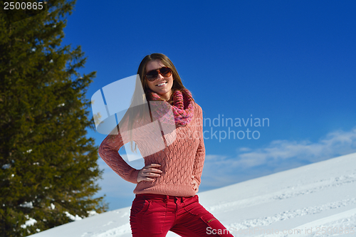 Image of happy woman at winter