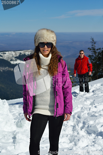 Image of young couple on winter vacation