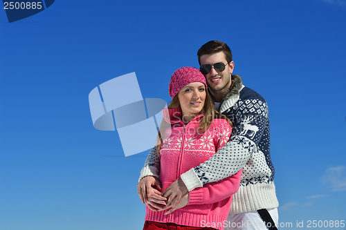 Image of young couple on winter vacation