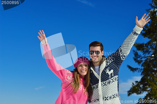 Image of young couple on winter vacation