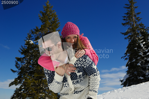 Image of young couple on winter vacation