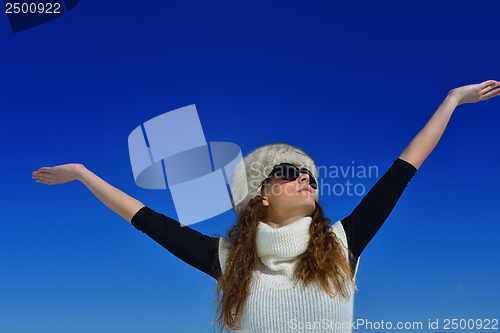 Image of happy woman at winter