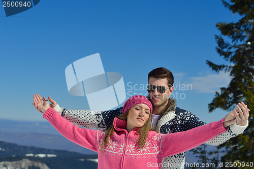 Image of young couple on winter vacation