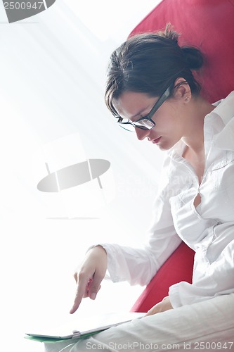 Image of woman using tablet pc