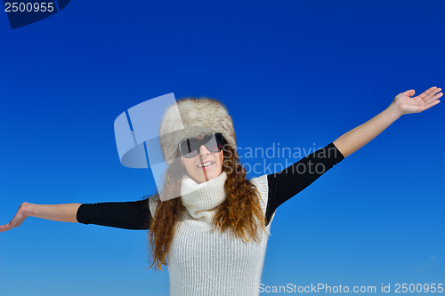 Image of happy woman at winter