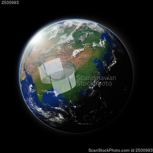 Image of Asia on planet Earth