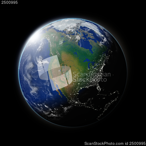 Image of North America on planet Earth