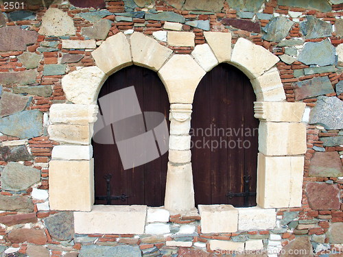 Image of Stone windows. Fikardou. Cyprus