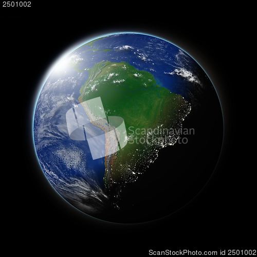 Image of South America on planet Earth