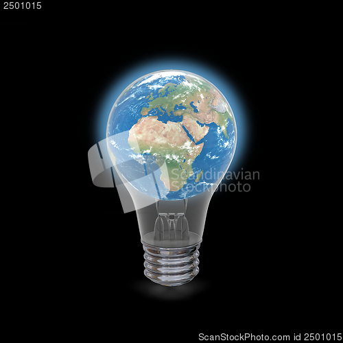 Image of Earth inside lightbulb