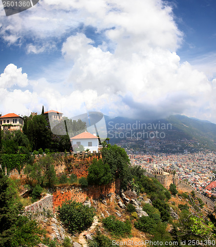 Image of view on Alanya city from top of mountain