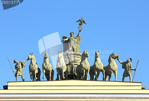 Image of sculptural group on Arch of General Staff in St. Petersburg