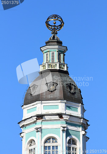 Image of tower of Kunstkammer in  St. Petersburg