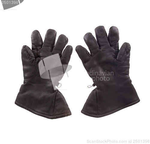 Image of Very old black leather gloves