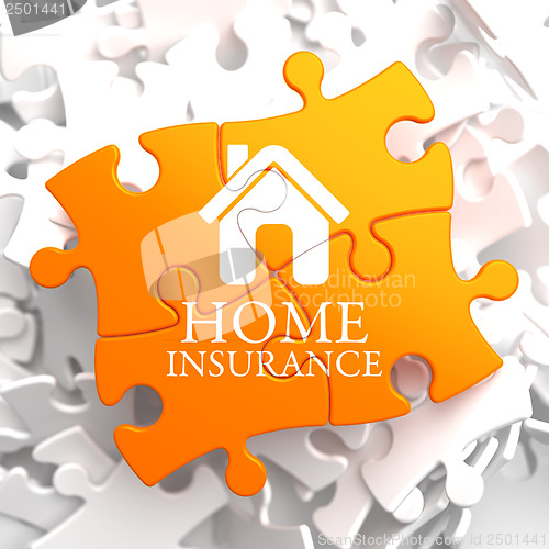 Image of Insurance - Home Icon on Orange Puzzle.