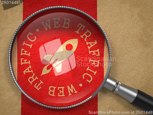 Image of Magnifying Glass with Web Traffic Concept.