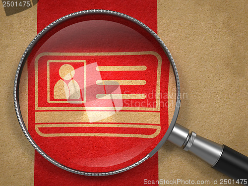 Image of Magnifying Glass with ID Card Icon.