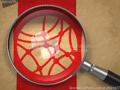 Image of Magnifying Glass with Social Network Icon.