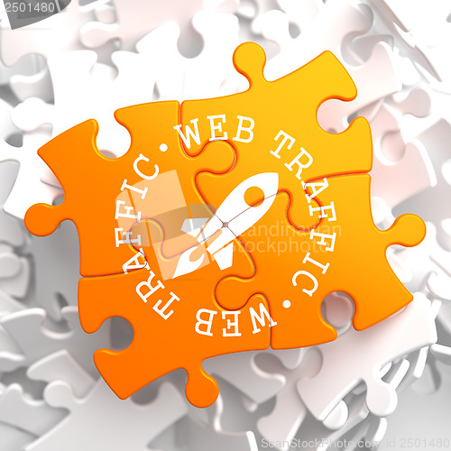 Image of Web Traffic Concept on Orange Puzzle.