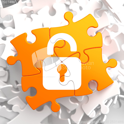 Image of Security Concept on Orange Puzzle.