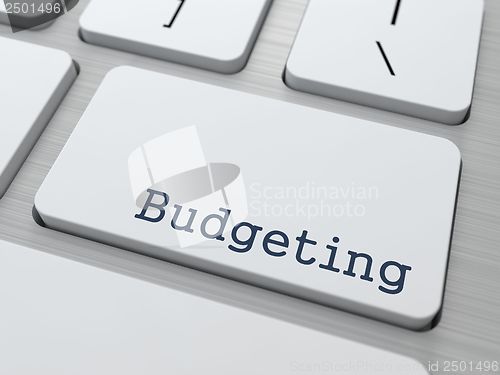 Image of White Keyboard with Budgeting Button.