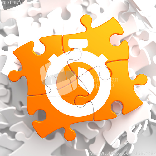 Image of Stopwatch Icon on Orange Puzzle.