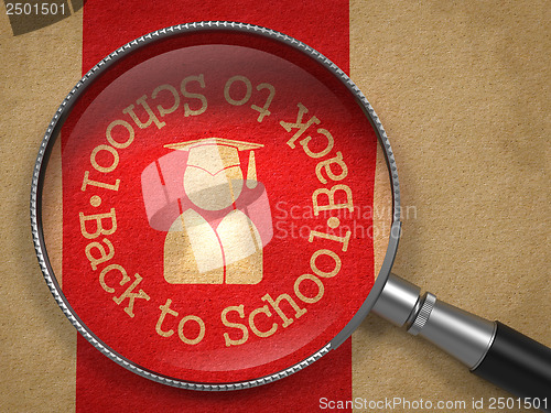 Image of Magnifying Glass with Back to School Icon.