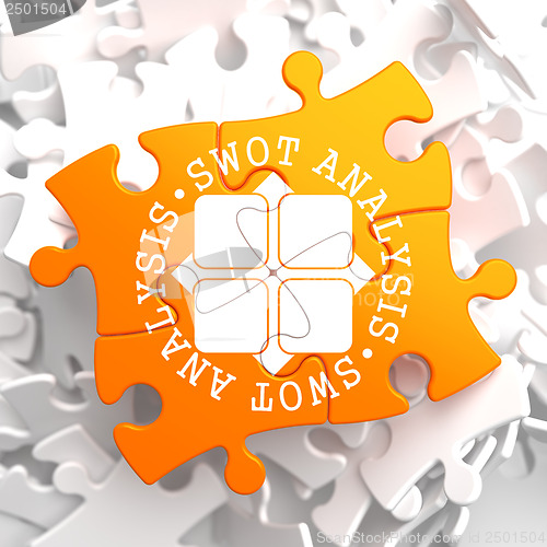 Image of SWOT Analisis on Orange Puzzle.