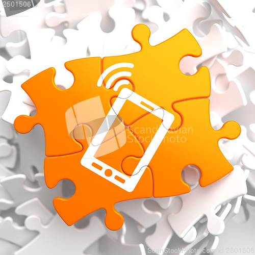 Image of Smartphone Icon on Orange Puzzle.