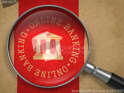 Image of Magnifying Glass with Online Banking Concept.