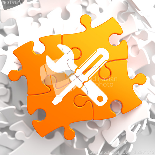 Image of Service Concept on Orange Puzzle.