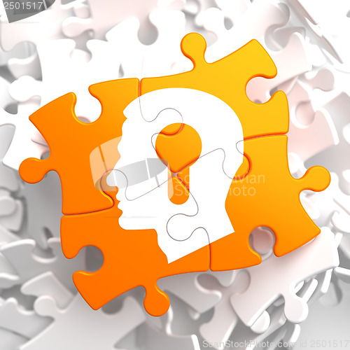 Image of Psychological Concept on Orange Puzzle.