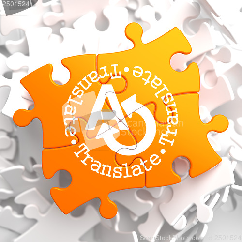 Image of Translating Concept on Orange Puzzle.