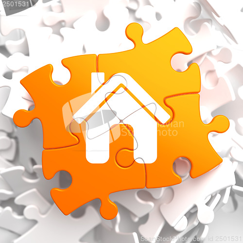 Image of Home Icon on Orange Puzzle.