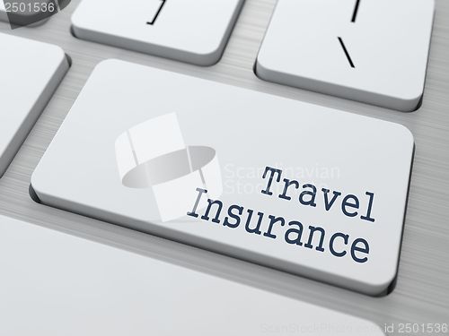 Image of White Keyboard with Travel Insurance Button.