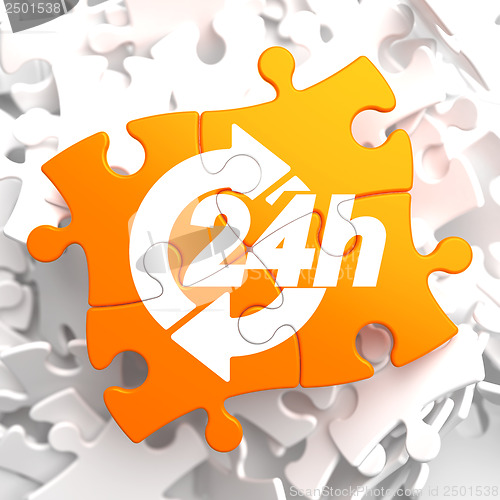 Image of Service 24h Icon on Orange Puzzle.