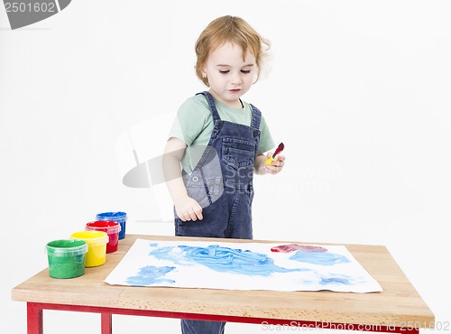 Image of child looking at painting