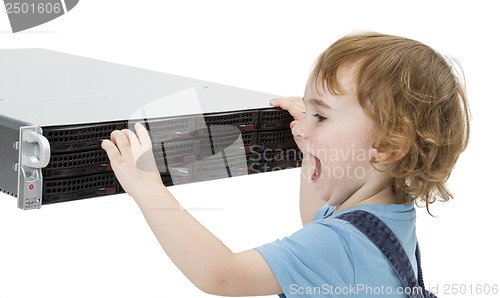 Image of cute child with network server