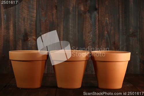 Image of Empty Clay Flower Pots Background