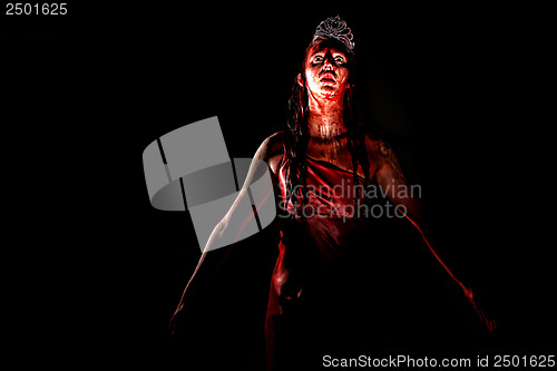 Image of Scary Woman Dripping in Blood Wearing Prom Dress