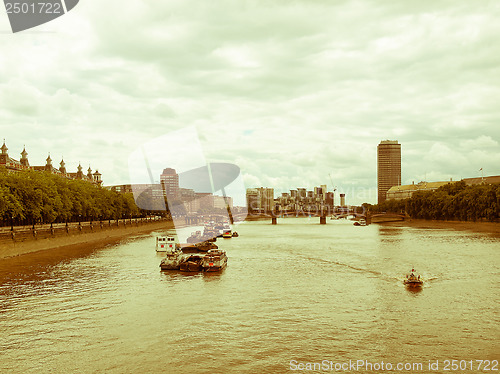 Image of Retro looking River Thames in London