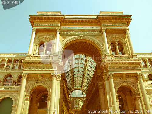 Image of Retro looking Galleria Vittorio Emanuele II, Milan