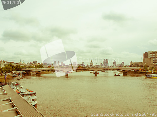 Image of Retro looking River Thames in London