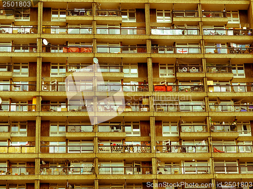 Image of Retro looking Trellick Tower, London