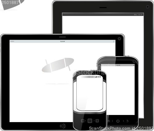 Image of Blank mobile smart phone and digital tablet pc set