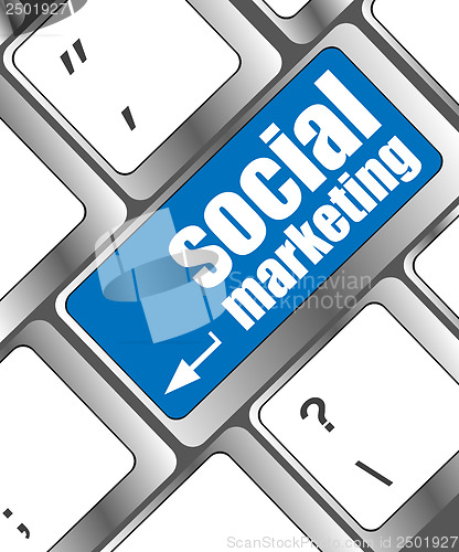 Image of social marketing or internet marketing concepts, with message on enter key of keyboard