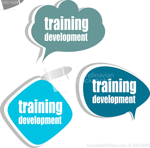 Image of training development. Set of stickers, labels, tags. Business banners, Template for infographics