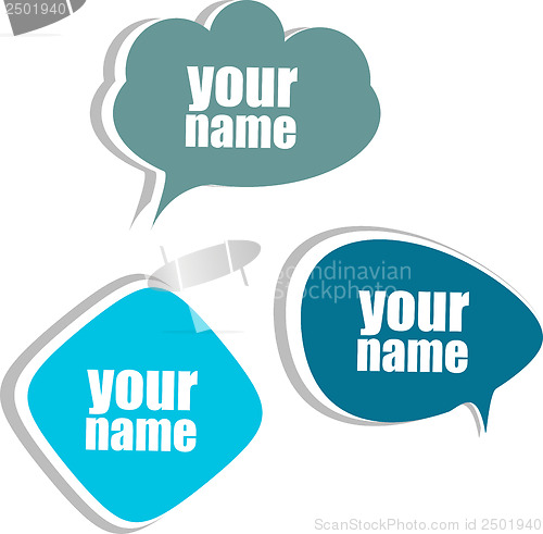 Image of your name. Set of stickers, labels, tags. Business banners