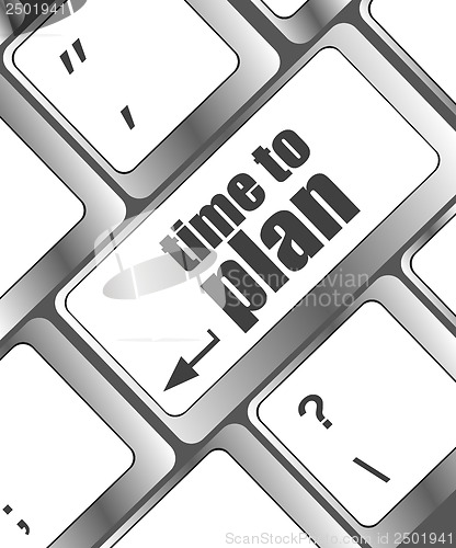 Image of future time to plan concept with key on computer keyboard