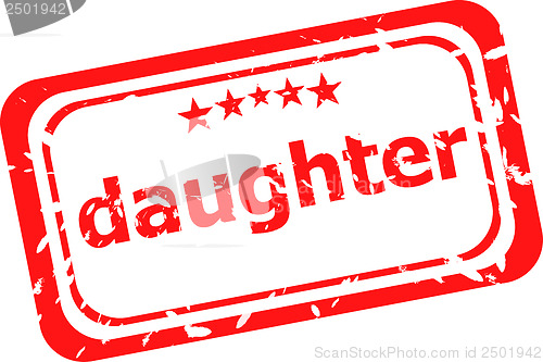 Image of daughter word on red rubber old business stamp